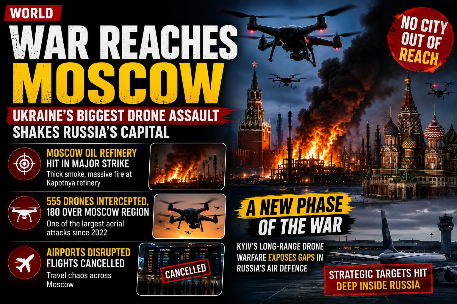 WAR REACHES MOSCOW: Ukraine's Biggest Drone Assault Shakes Russia's Capital
