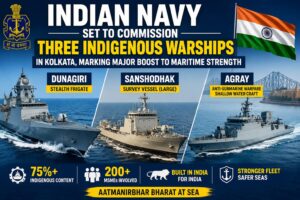 Indian Navy Set to Commission Three Indigenous Warships in Kolkata, Marking Major Boost to Maritime Strength