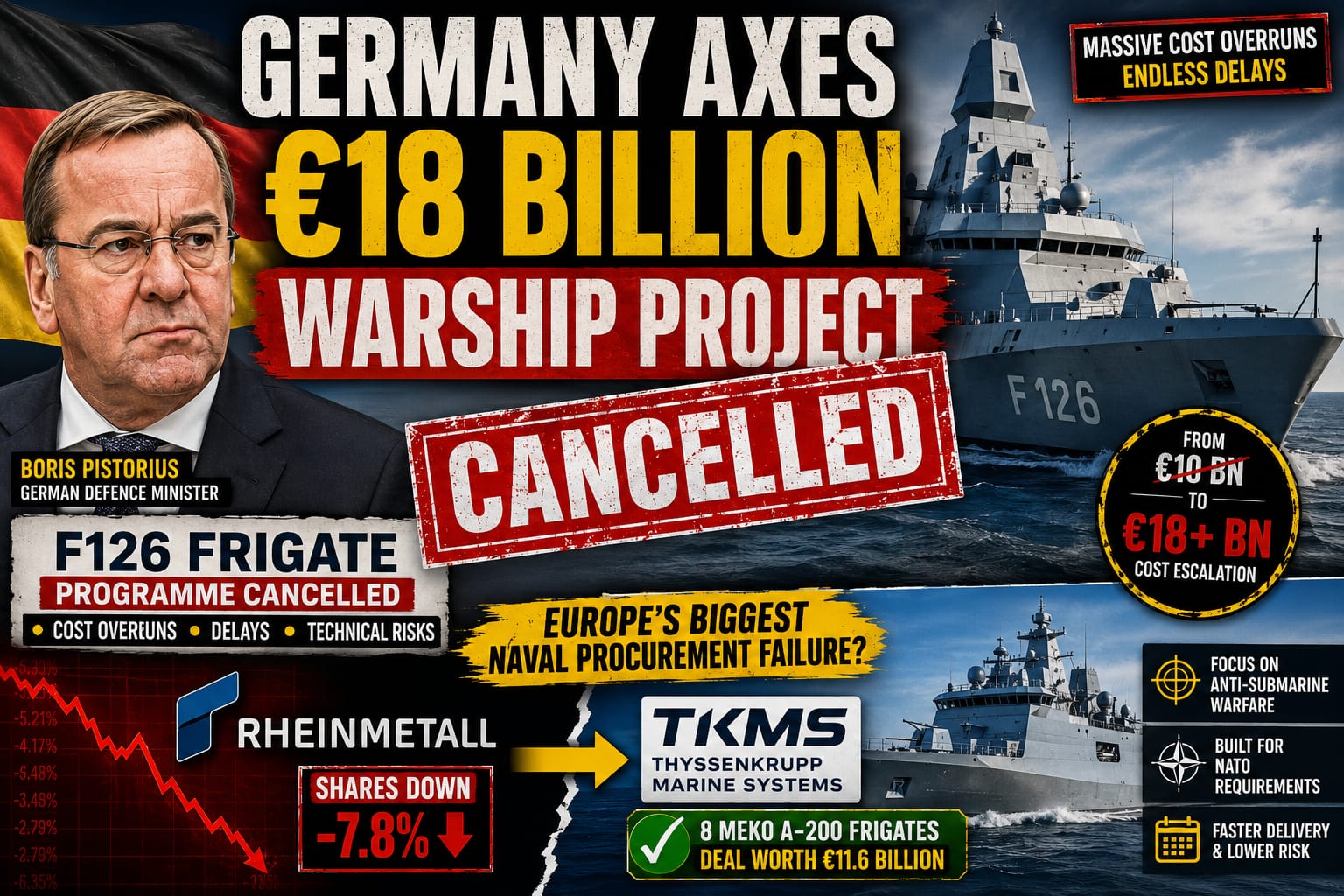 Germany Cancels Landmark F126 Frigate Programme Amid Massive Cost Overruns