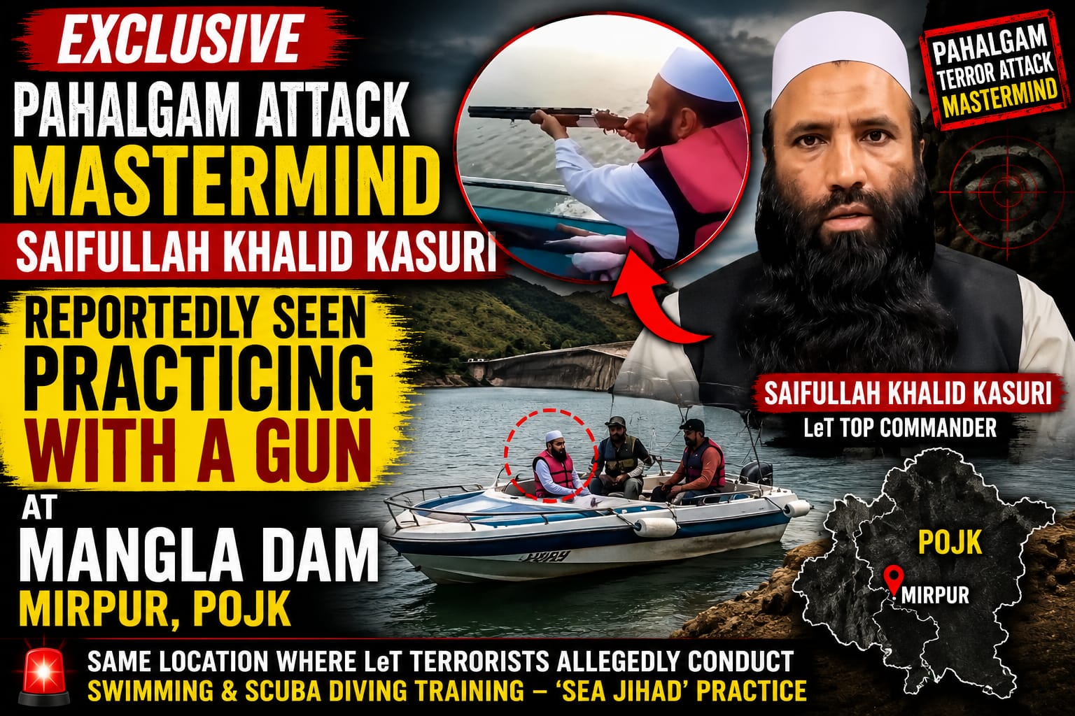 Exclusive: Pahalgam Terror Attack Accused Reportedly Seen Practising With Firearm at Mangla Dam in PoJK, Intelligence Agencies Assess Footage