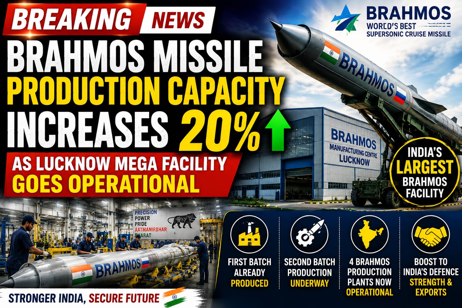 India's BrahMos Missile Production Capacity Rises 20% as Mega Lucknow Facility Begins Operations