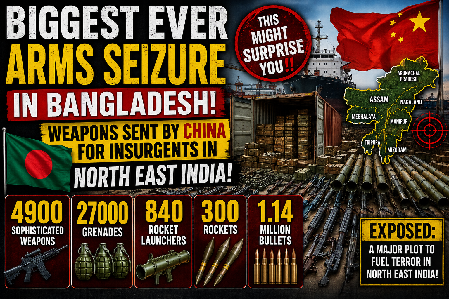 Bangladesh's Biggest Ever Arms Seizure: Chinese-Supplied Weapons Meant for Northeast India Insurgents