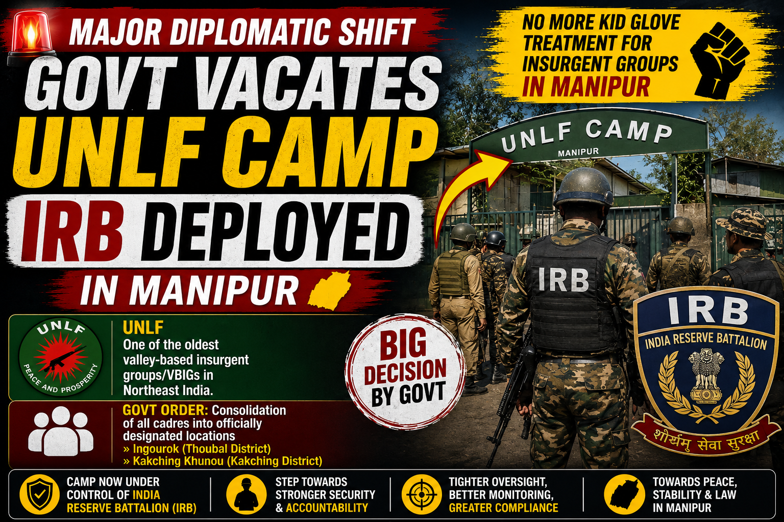 Government Vacates UNLF Camp in Manipur, Deploys India Reserve Battalion in Major Security Policy Shift