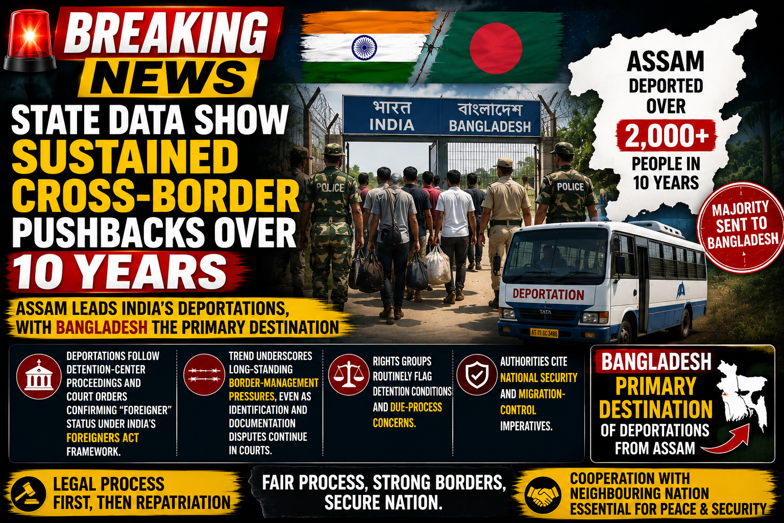 Assam Deported Over 2,000 Foreign Nationals in a Decade, Majority Sent to Bangladesh