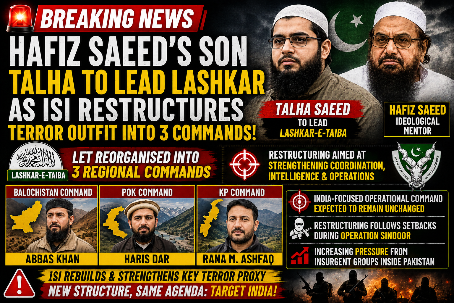 Intelligence Report: Hafiz Saeed's Son Talha Saeed Set to Lead Lashkar-e-Taiba as ISI Reportedly Reorganises Terror Outfit