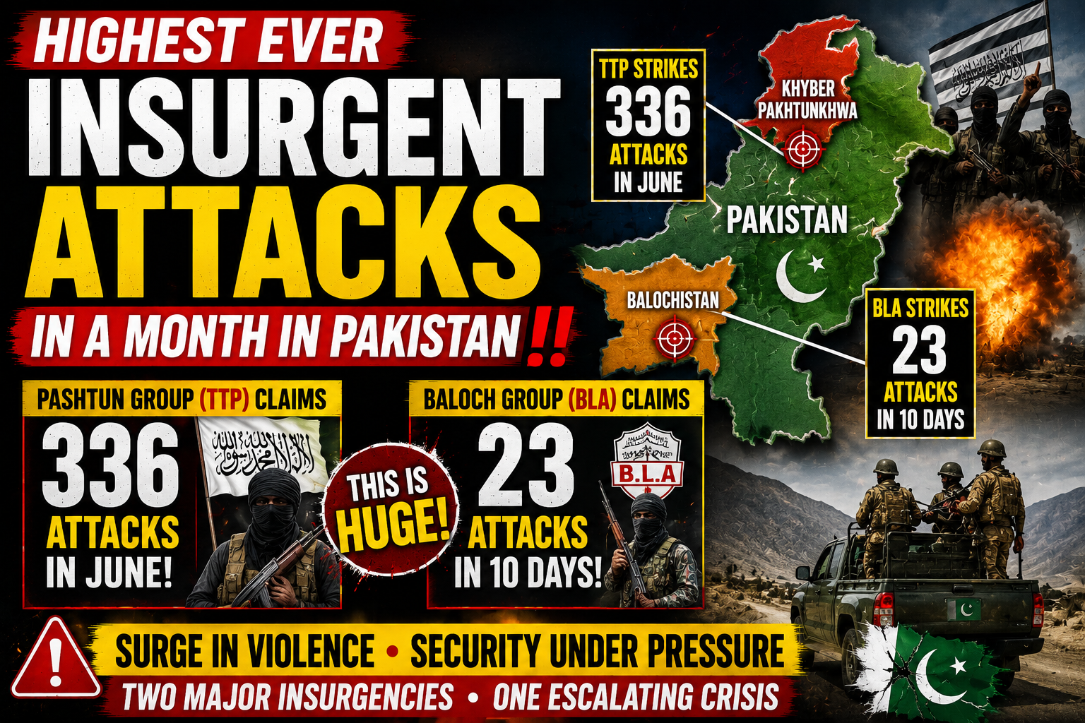 Pakistan Witnesses Sharp Surge in Insurgent Violence; Pashtun and Baloch Groups Claim Record Number of Attacks