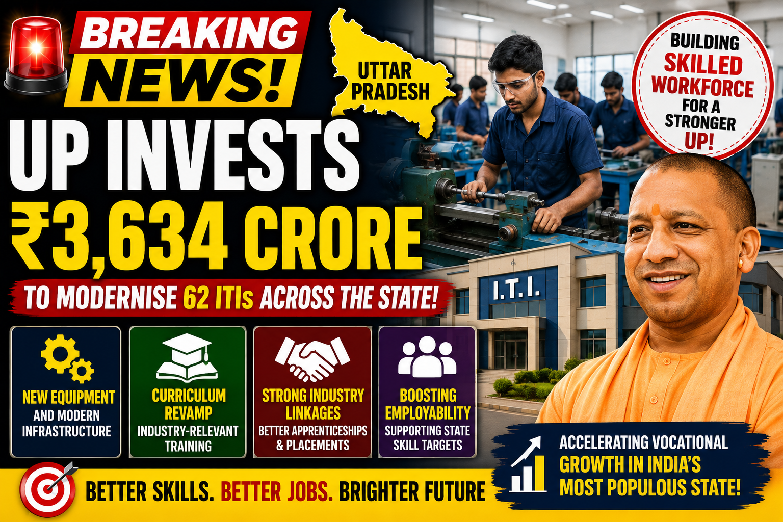Uttar Pradesh Approves ₹3,634 Crore to Modernise 62 Industrial Training Institutes