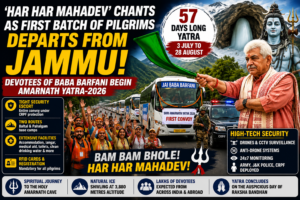 'Har Har Mahadev' Chants Mark Departure of First Batch of Amarnath Pilgrims from Jammu; 57-Day Yatra Begins