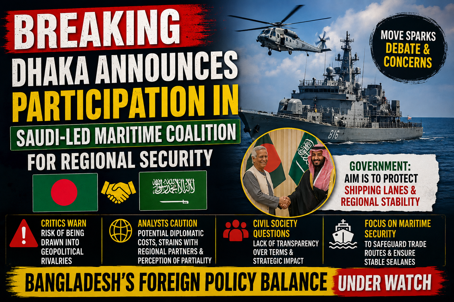 Bangladesh Joins Saudi-Led Maritime Security Coalition, Move Draws Regional Attention