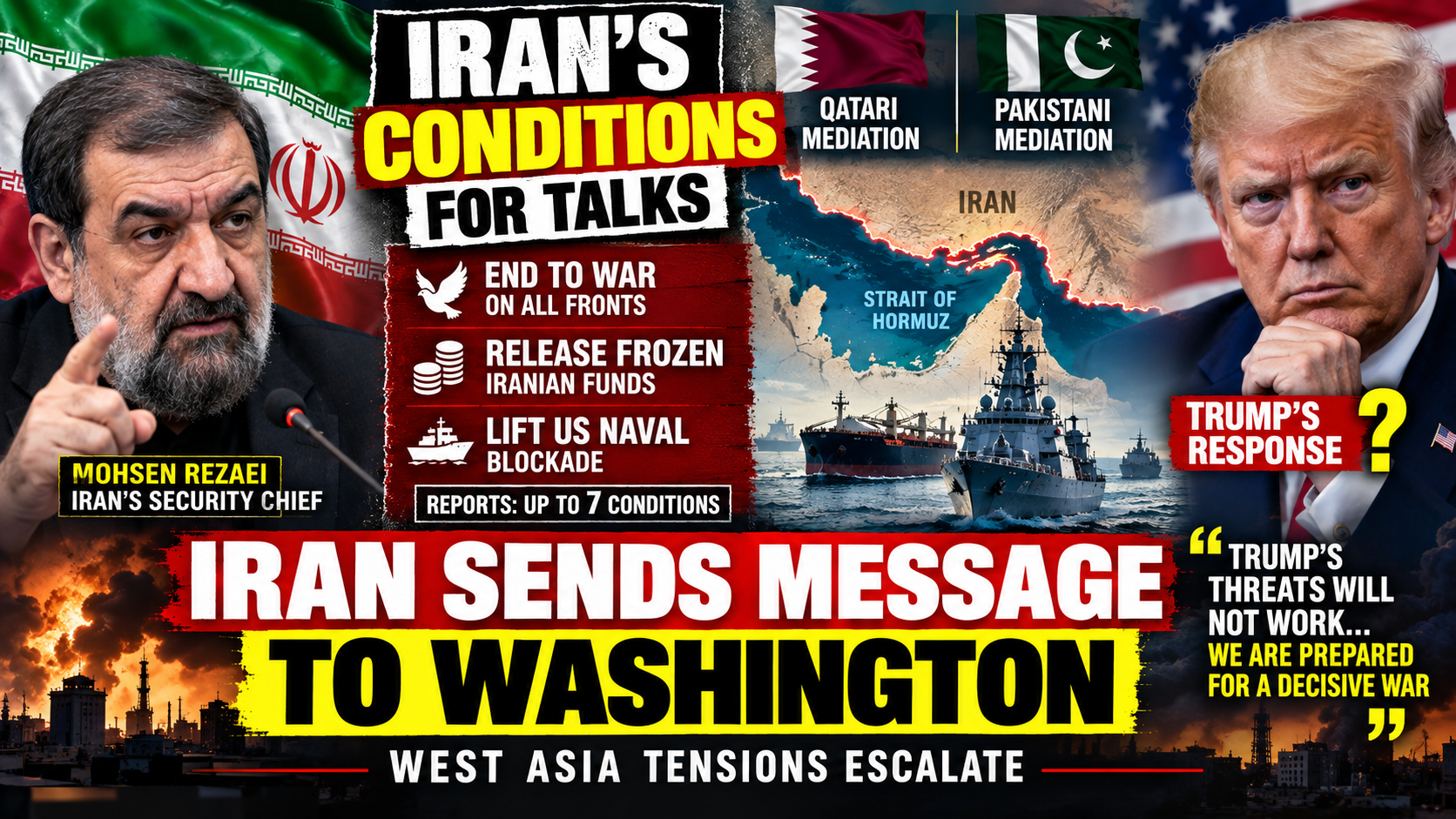 Iran Sends Conditions to Washington for Renewed Talks as Tehran Warns of “Decisive War”